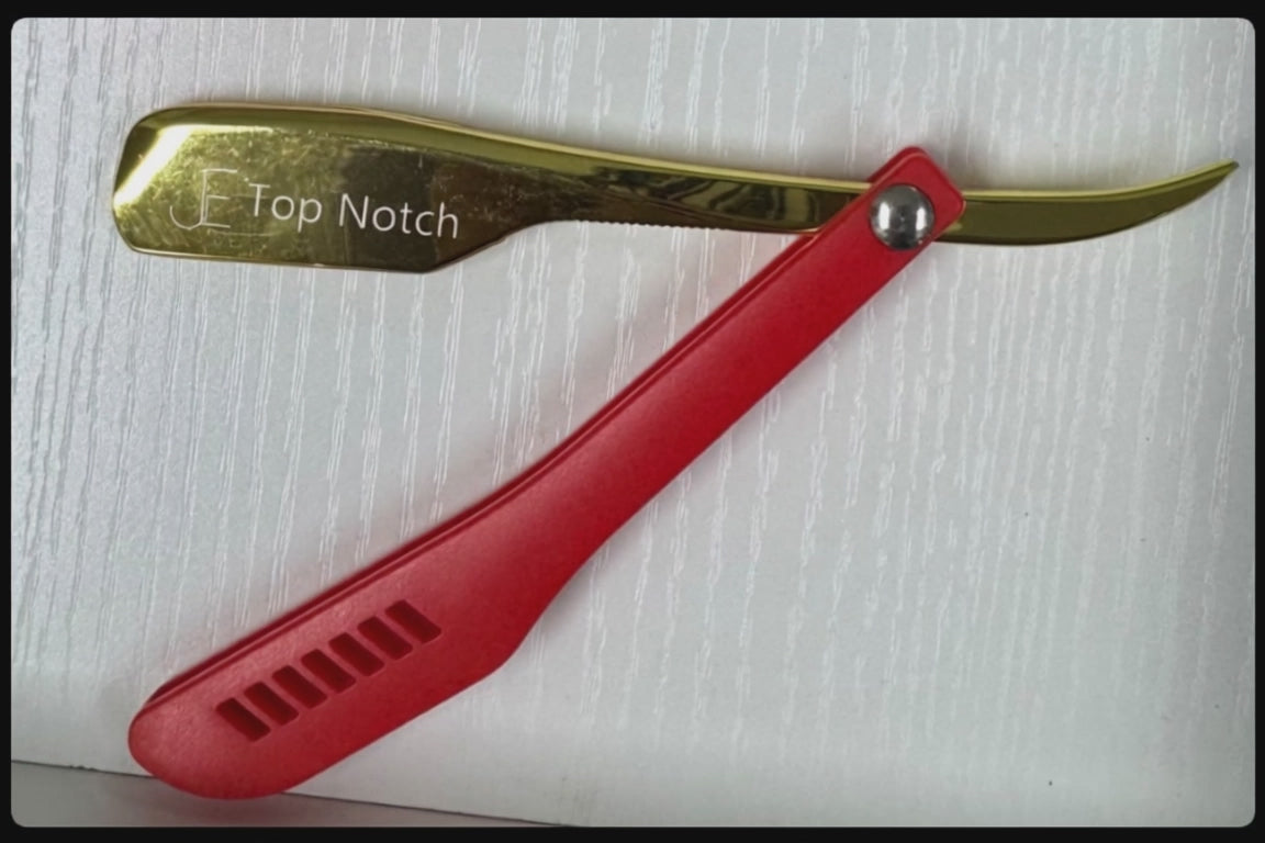 JE Top Notch Straight Razor – RED-Gold Edition – J.E-LINE LLC